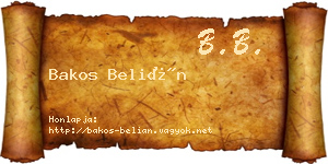 Bakos Belián névjegykártya